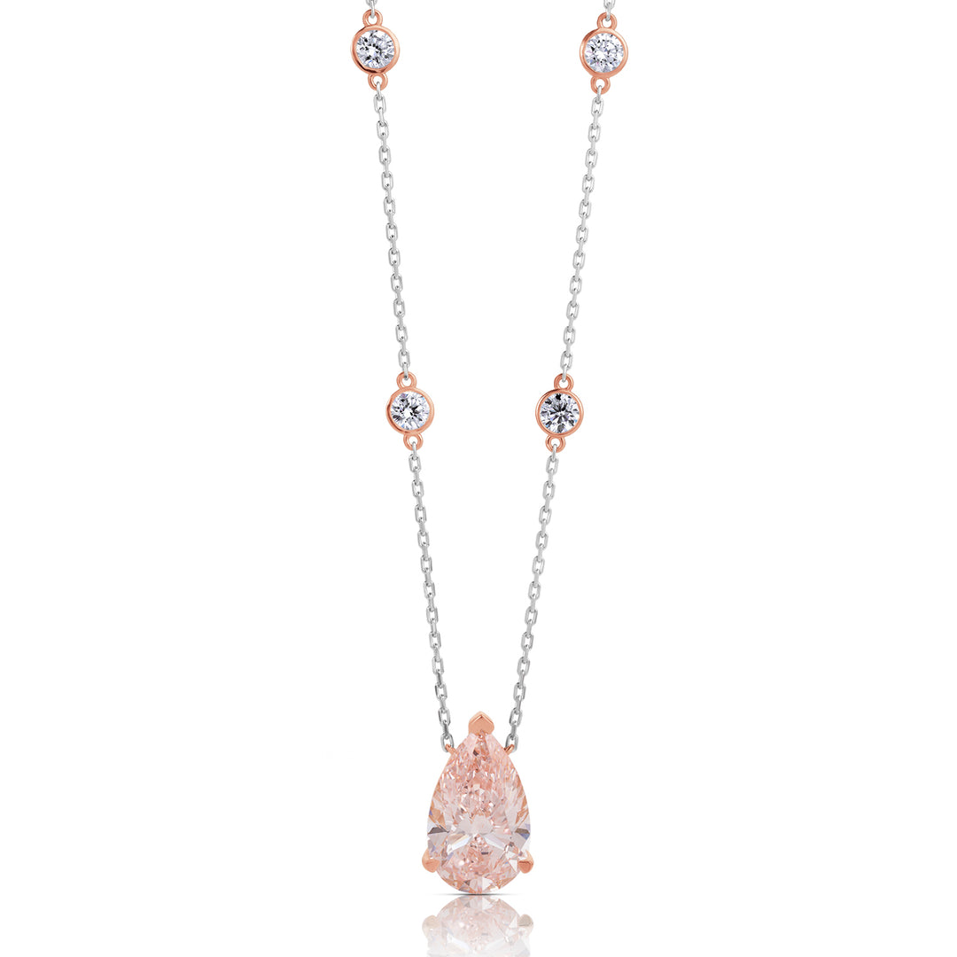 Solitaire Lab Diamond Necklace Fancy Pear with Round