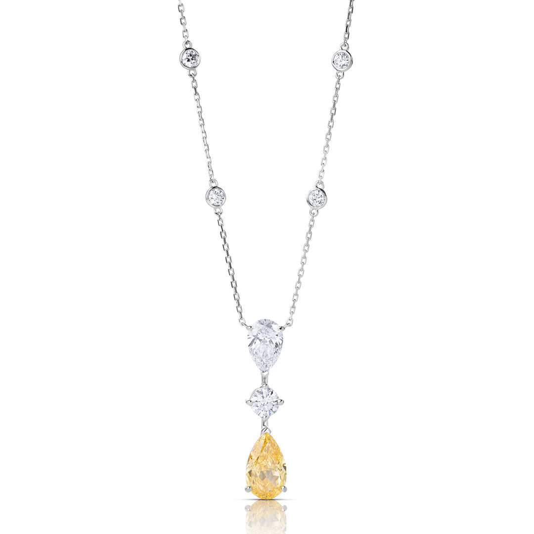 Triple-Stone Lab Diamond Necklace Pear & Fancy Pear with Round