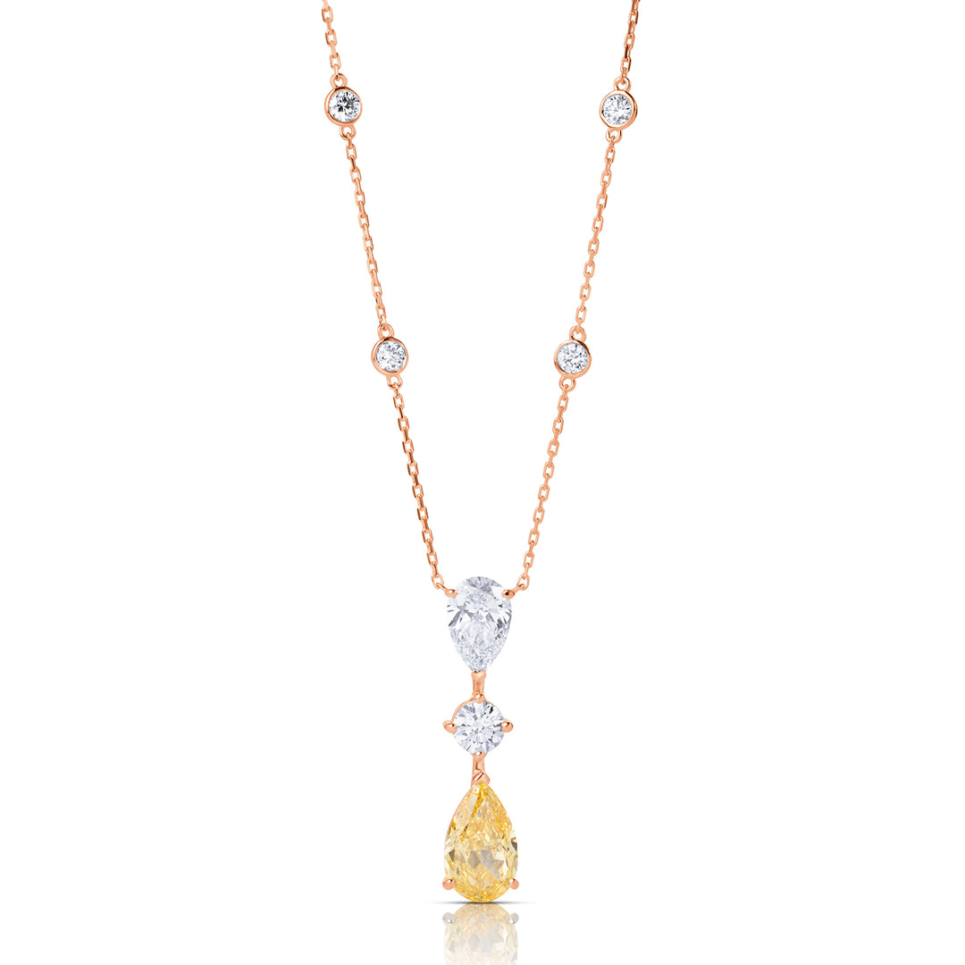 Triple-Stone Lab Diamond Necklace Pear & Fancy Pear with Round