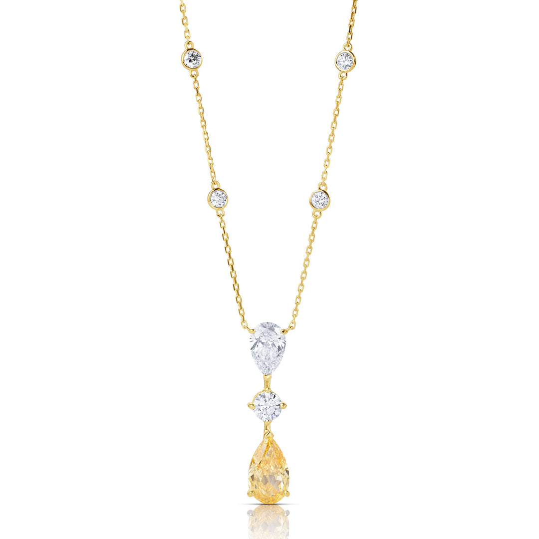 Triple-Stone Lab Diamond Necklace Pear & Fancy Pear with Round