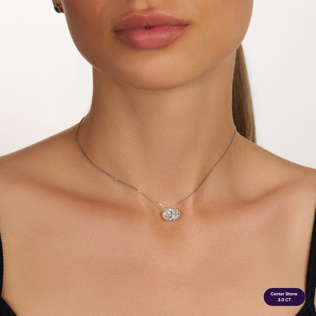 Solitaire Lab Diamond Necklace Oval