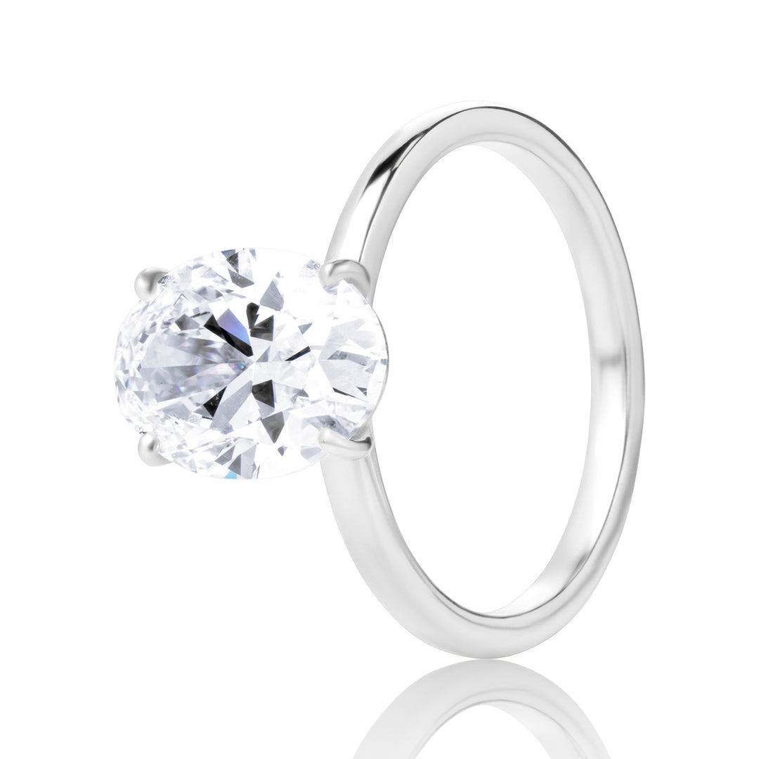 Three-Piece Lab Diamond Ring Oval with Round and Marquise