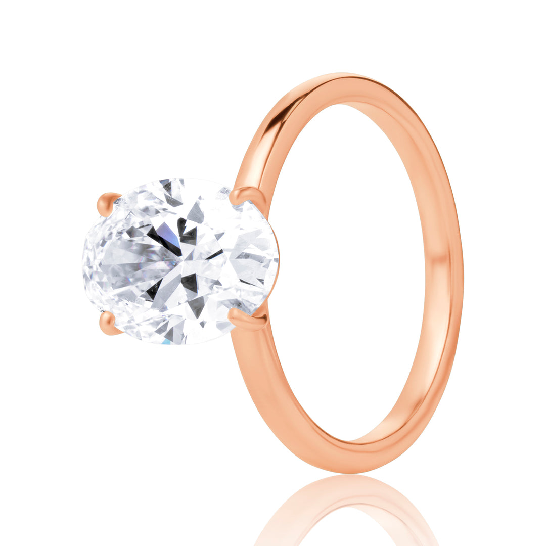 Three-Piece Lab Diamond Ring Oval with Round and Marquise