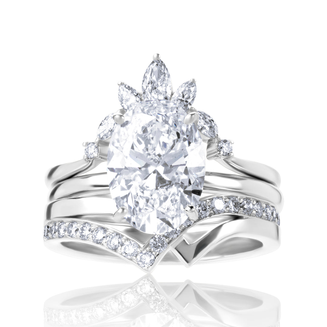 Three-Piece Lab Diamond Ring Oval with Round and Marquise