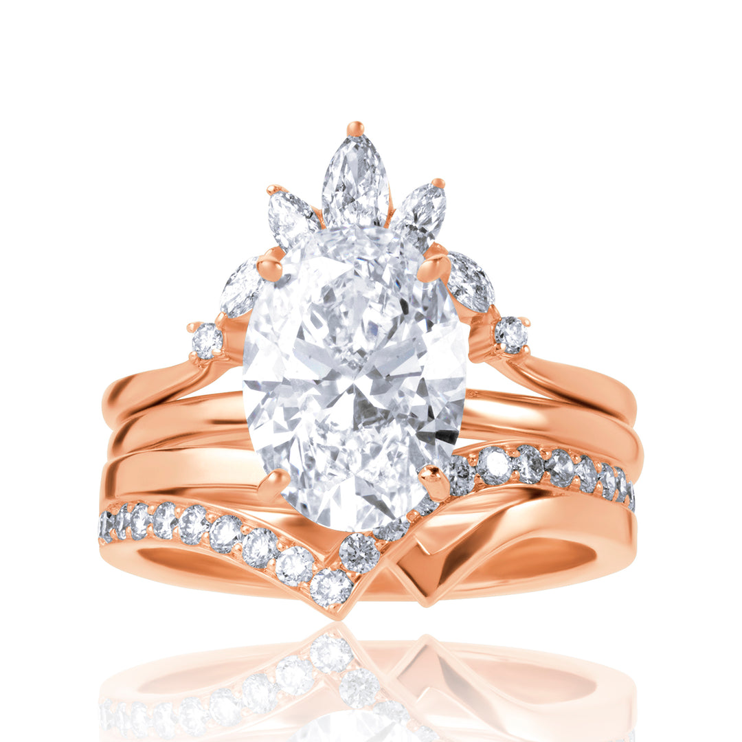 Three-Piece Lab Diamond Ring Oval with Round and Marquise