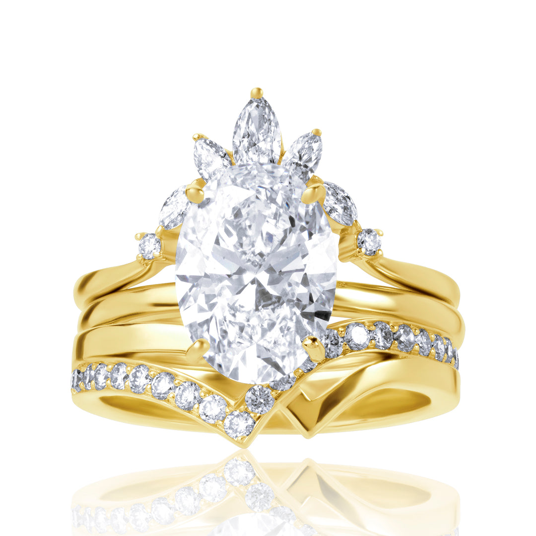Three-Piece Lab Diamond Ring Oval with Round and Marquise