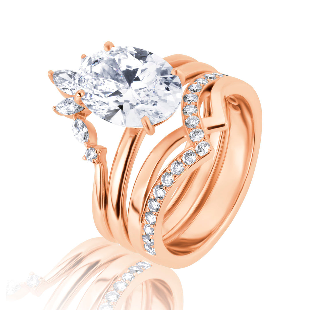Three-Piece Lab Diamond Ring Oval with Round and Marquise