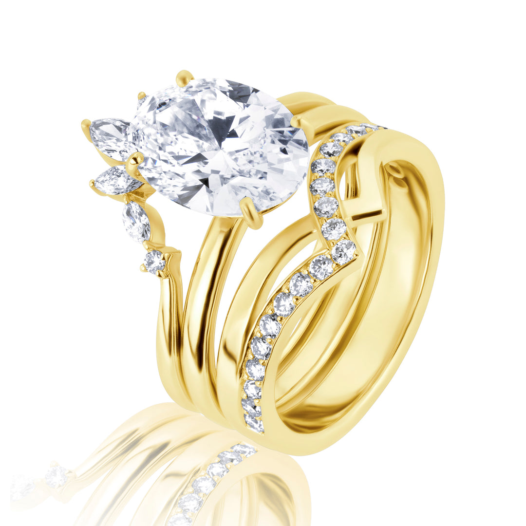 Three-Piece Lab Diamond Ring Oval with Round and Marquise