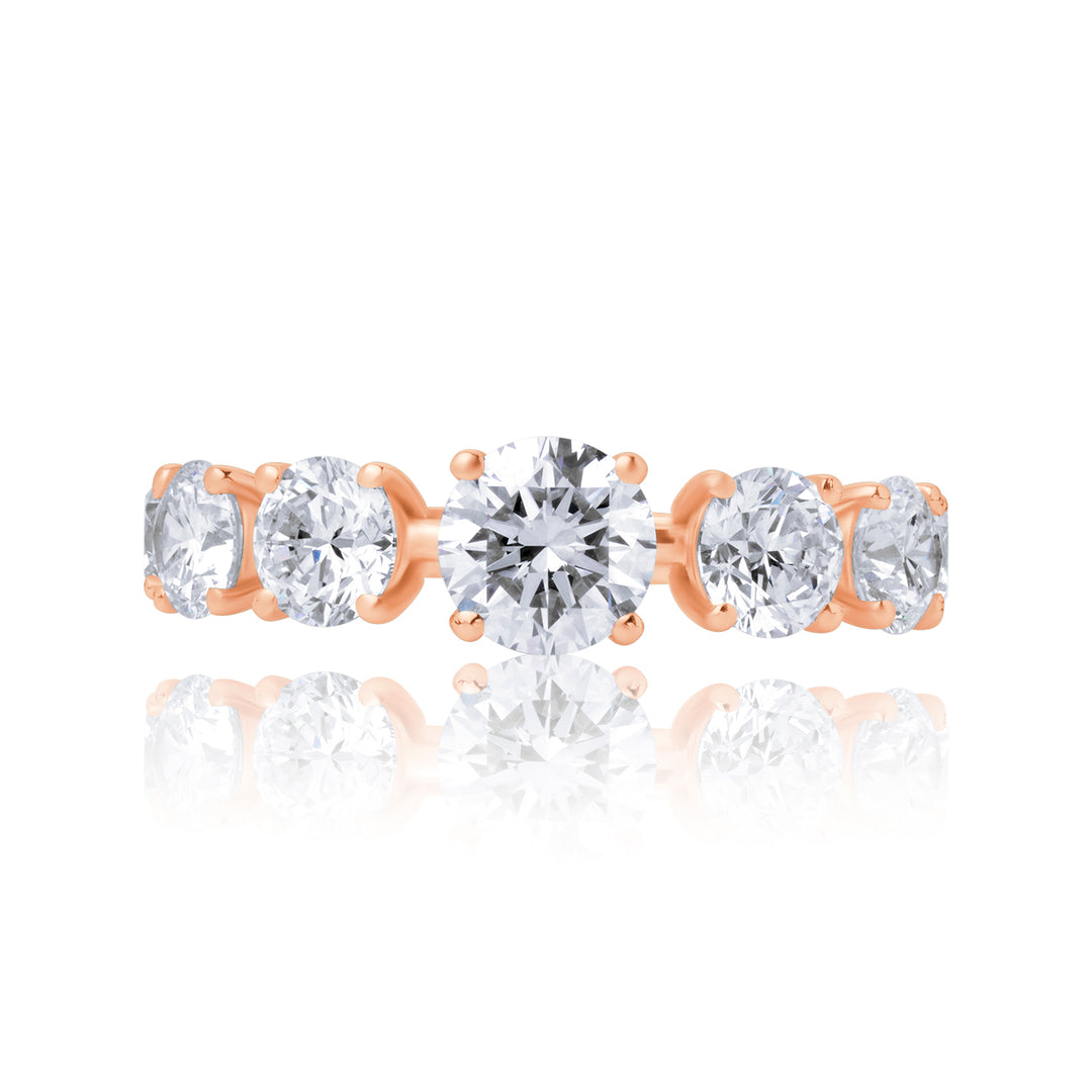 Graduated Tennis Lab Diamond Ring Round