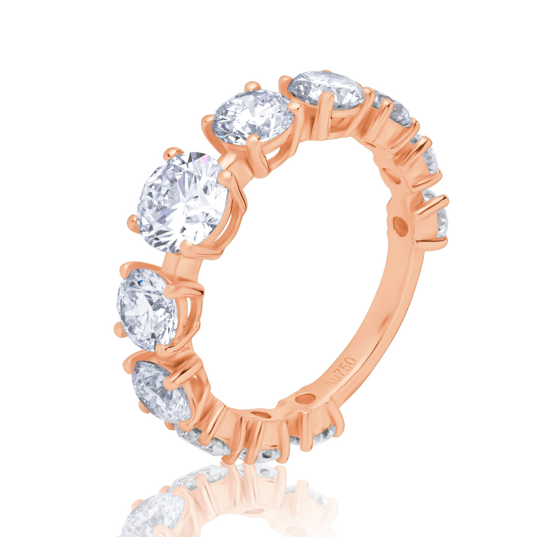 Graduated Tennis Lab Diamond Ring Round