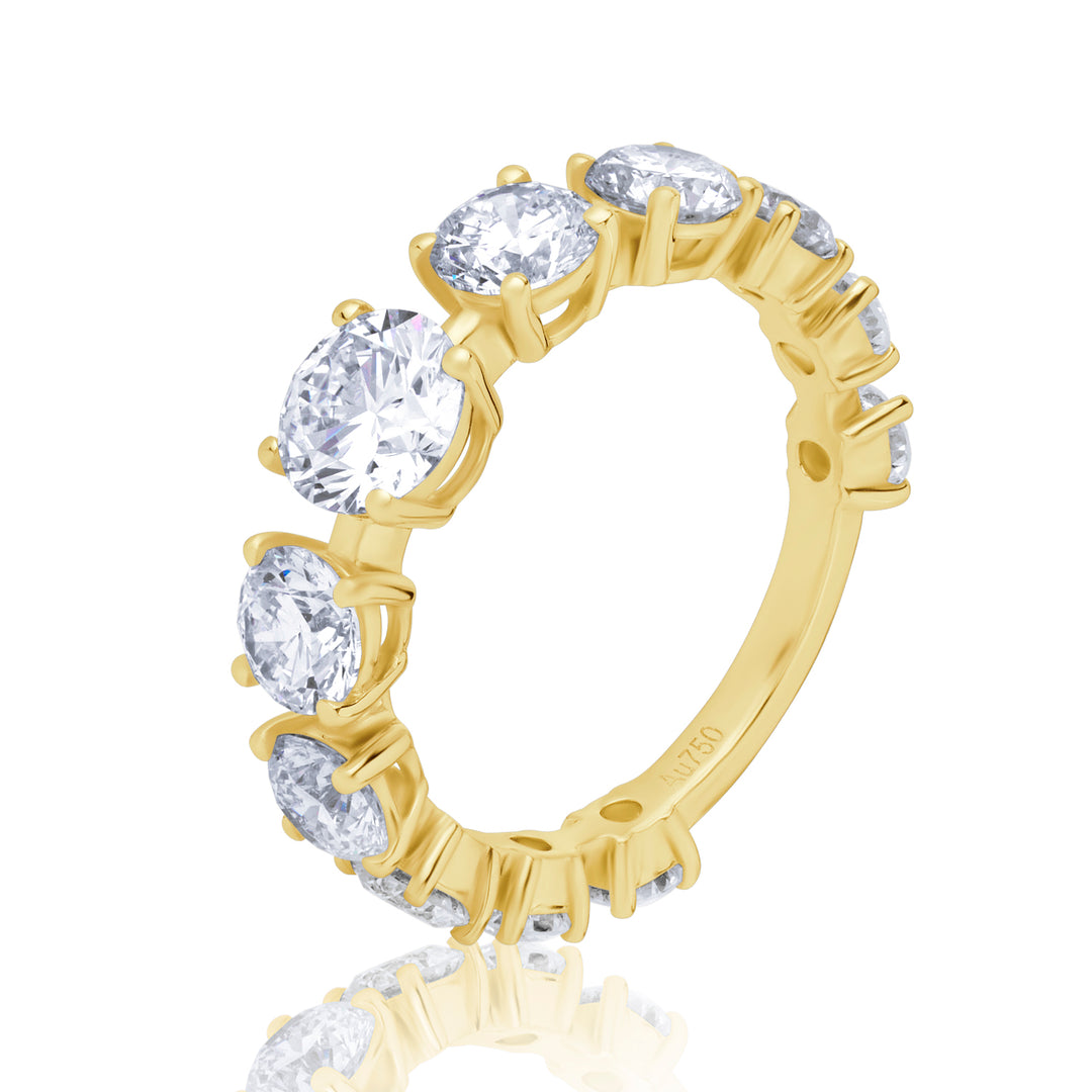 Graduated Tennis Lab Diamond Ring Round