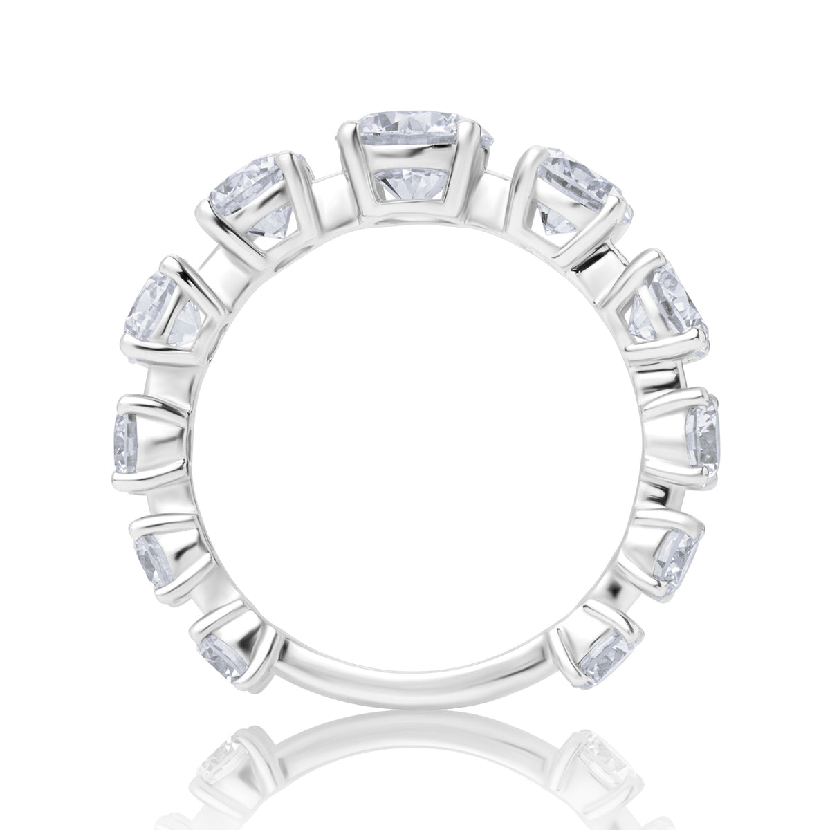 Graduated tennis lab diamond ring round