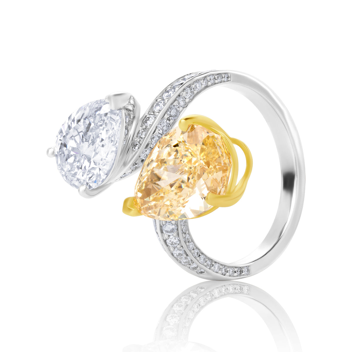 Open lab diamond ring fancy pear