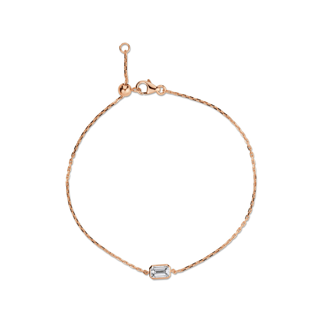 Solitaire Lab Diamond Bracelet Bezel Setting Emerald