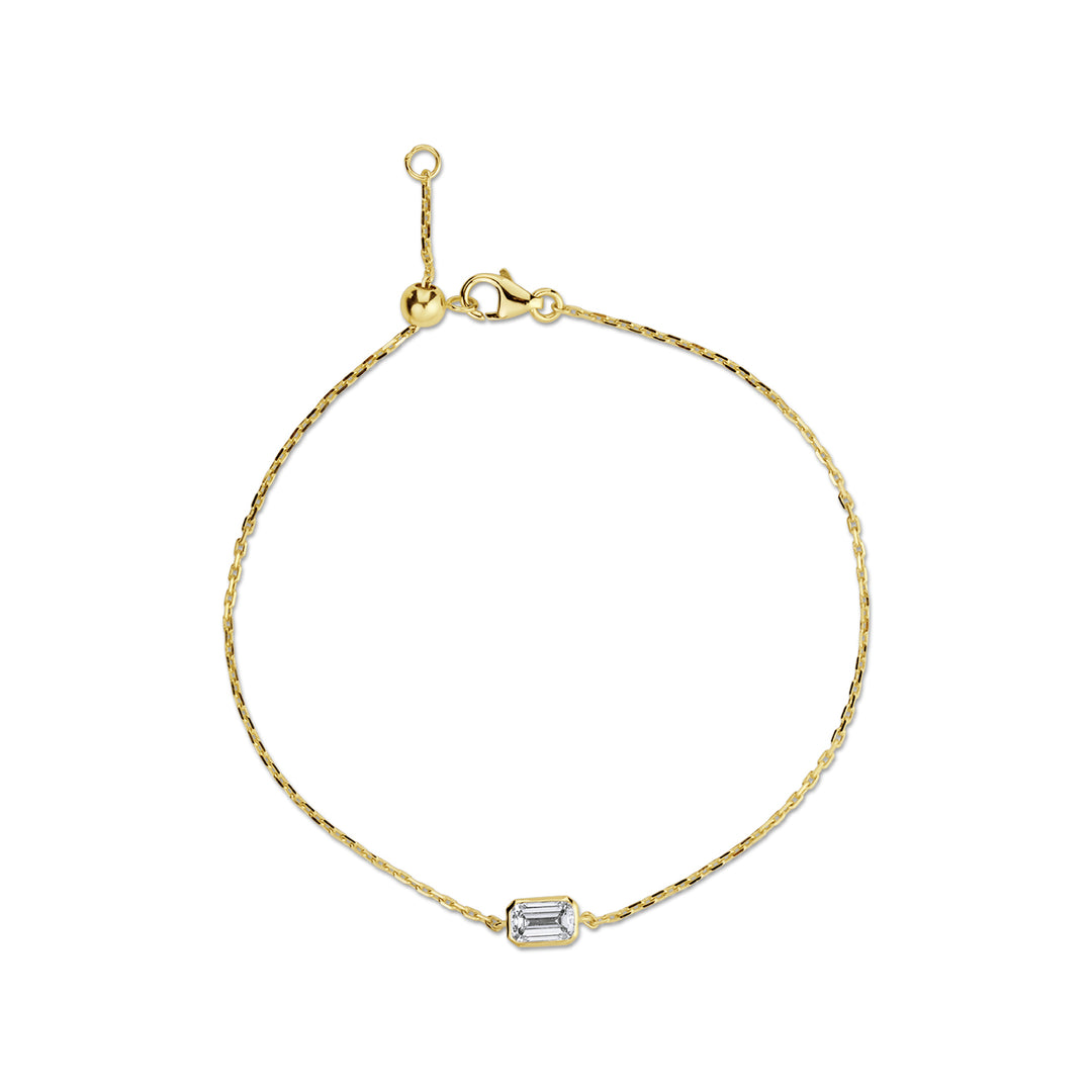 Solitaire Lab Diamond Bracelet Bezel Setting Emerald