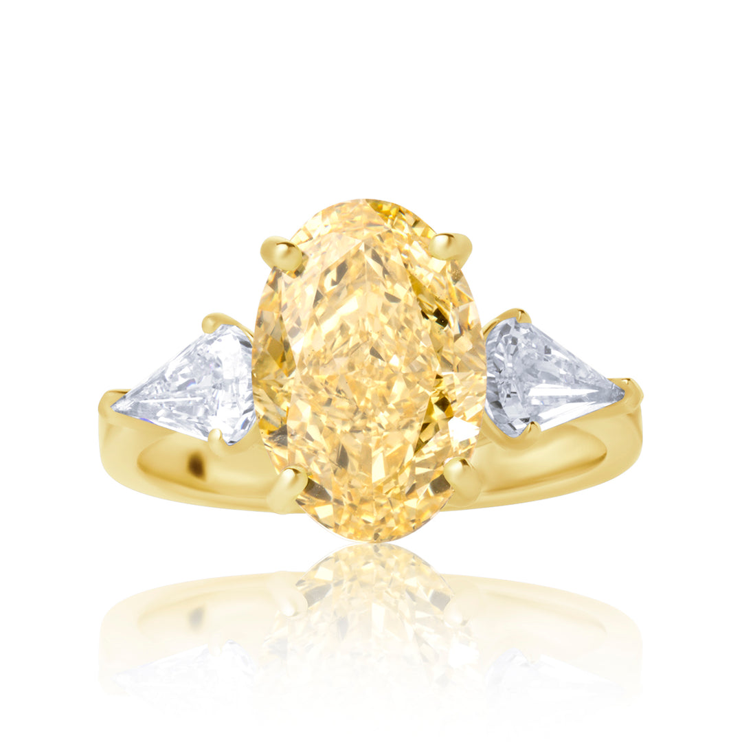 Three Stone Lab Diamond Ring Oval with Step Pear