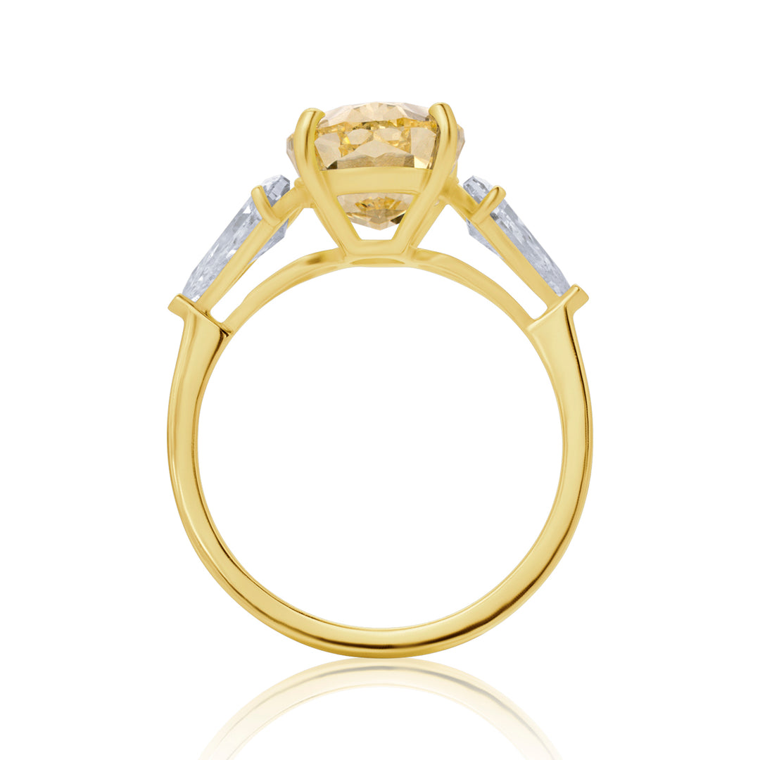 Three Stone Lab Diamond Ring Oval with Step Pear