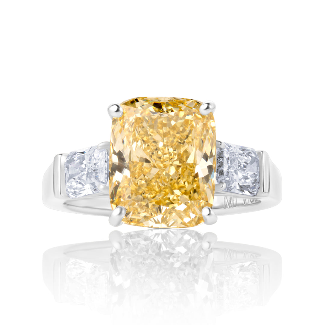 Three Stone Lab Diamond Ring Fancy Radiant with Radiant