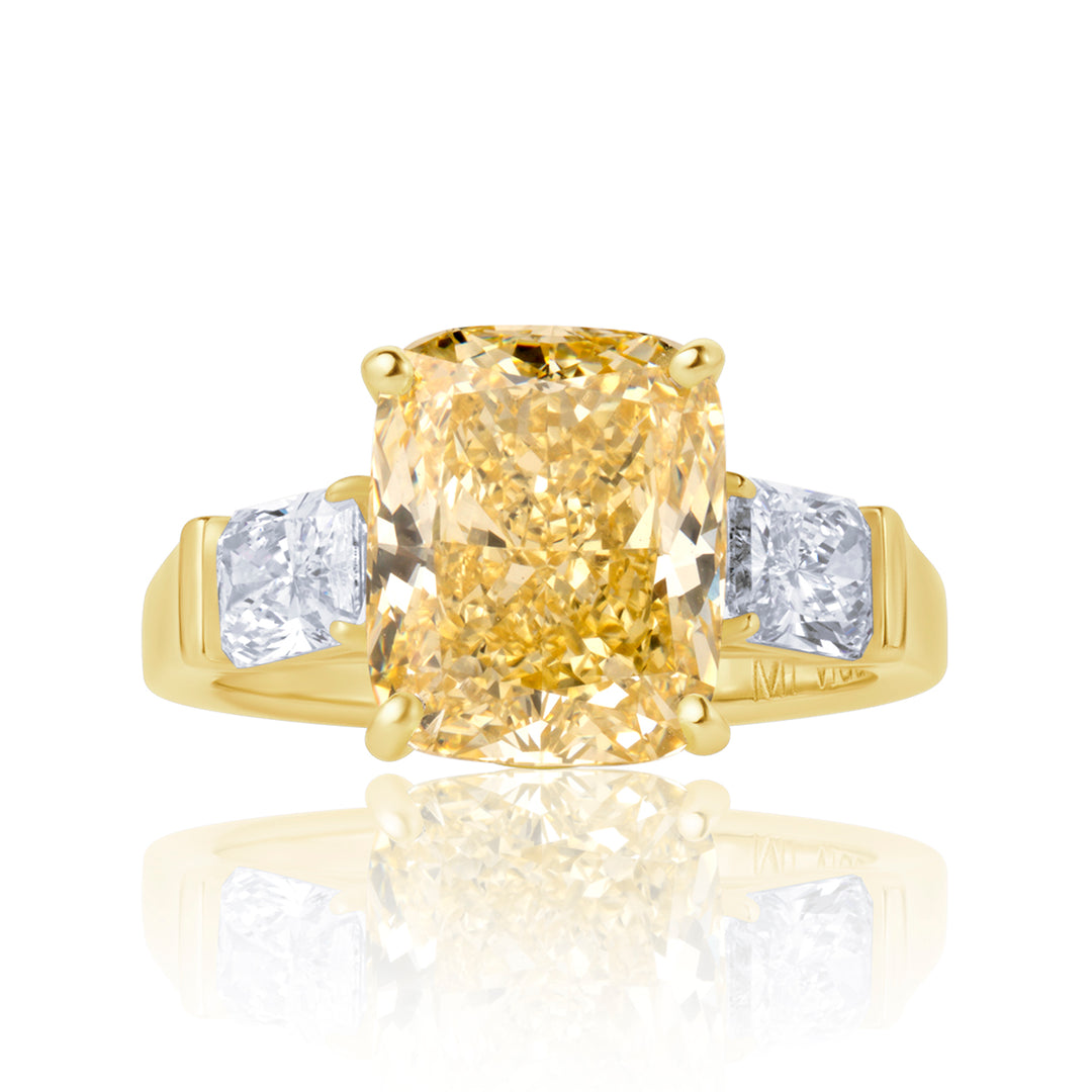 Three Stone Lab Diamond Ring Fancy Radiant with Radiant