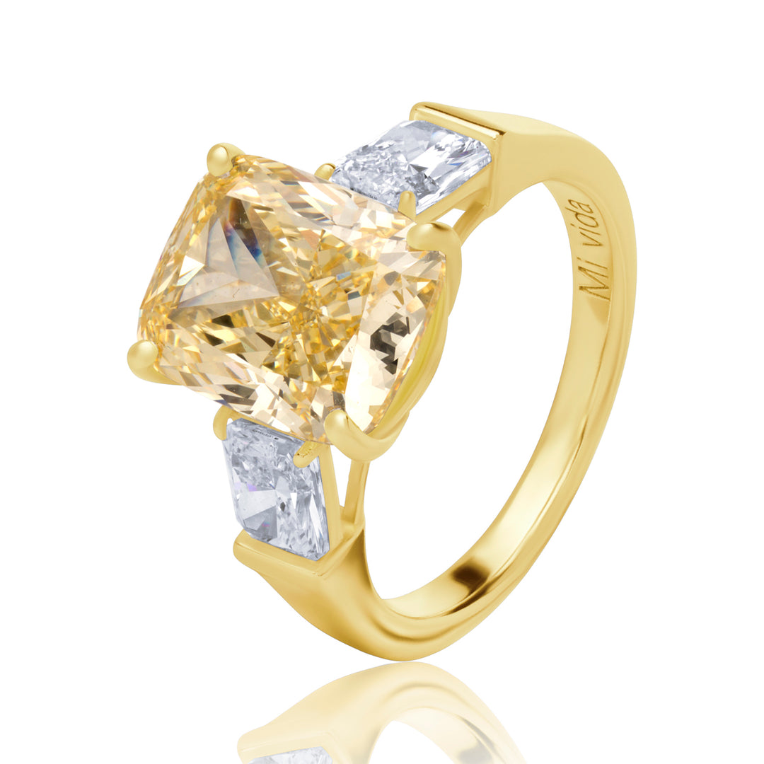 Three Stone Lab Diamond Ring Fancy Radiant with Radiant