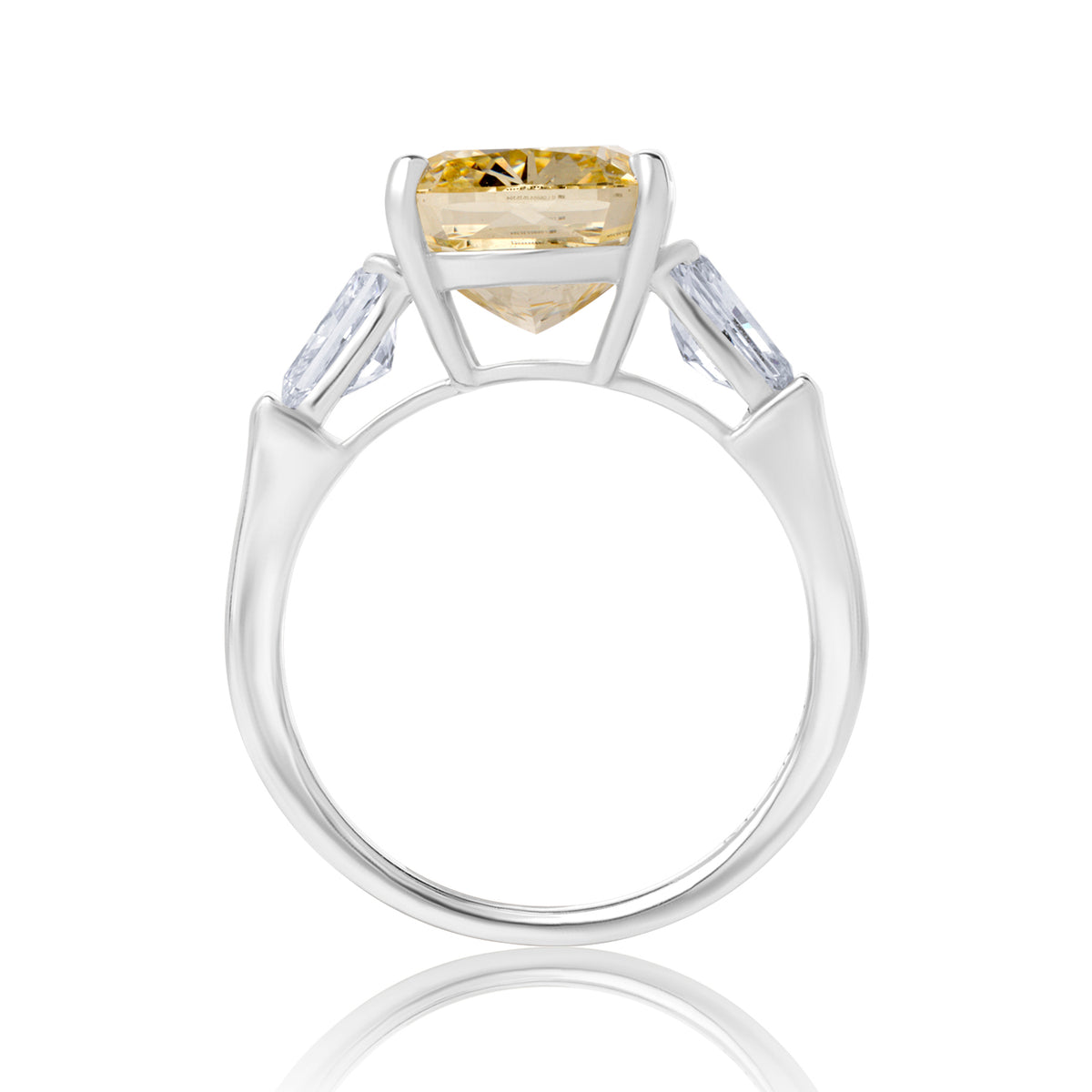 Three stone lab diamond ring fancy radiant with radiant