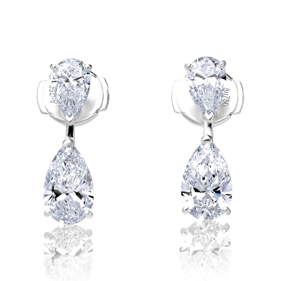 Stud Drop Lab Diamond Earrings Pear