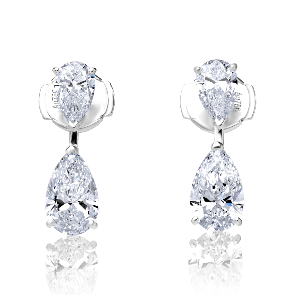 Stud drop lab diamond earrings pear