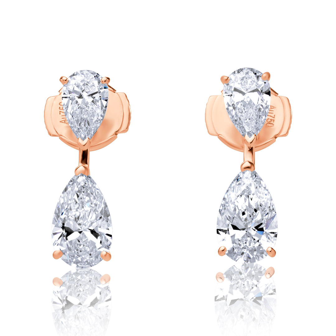 Stud Drop Lab Diamond Earrings Pear