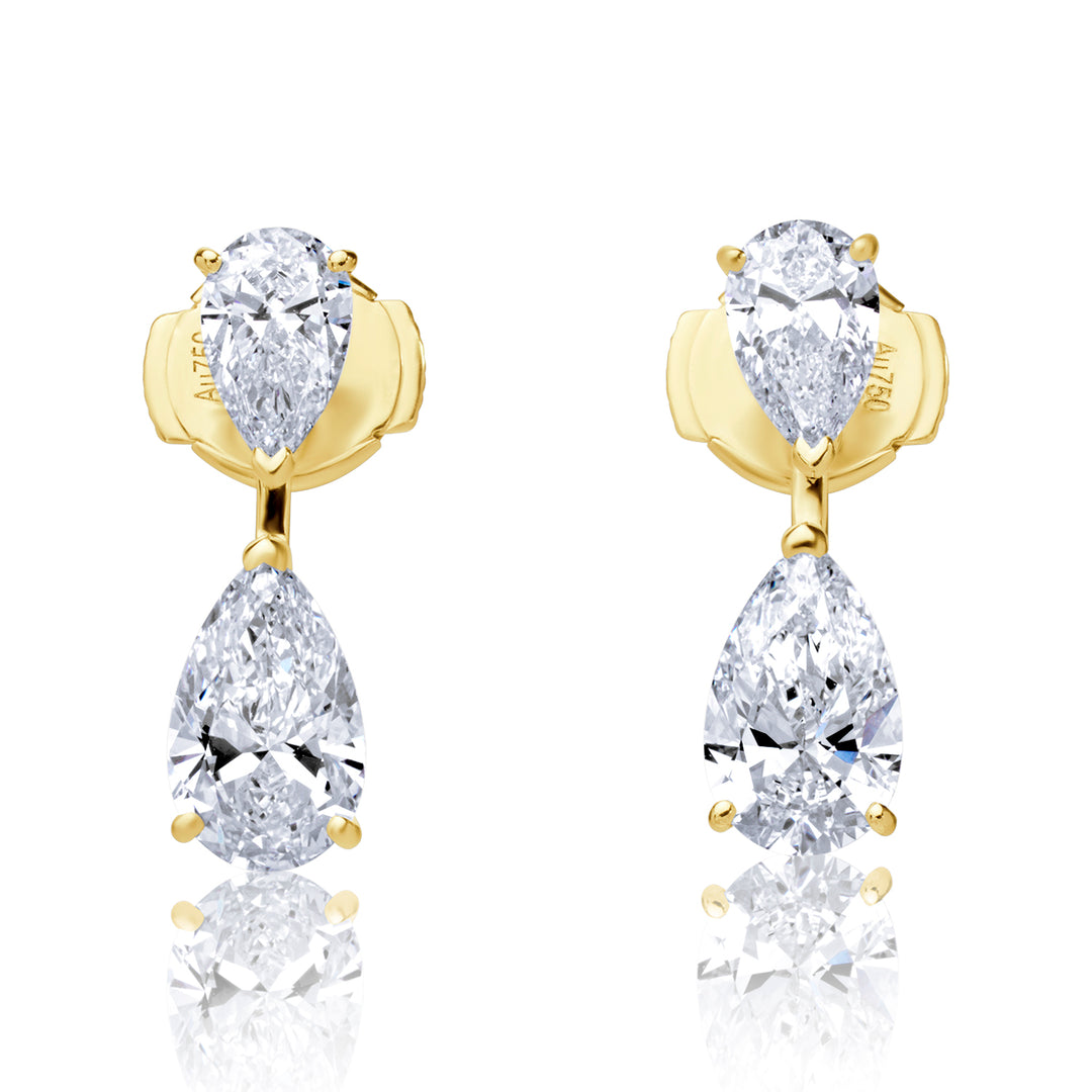 Stud Drop Lab Diamond Earrings Pear