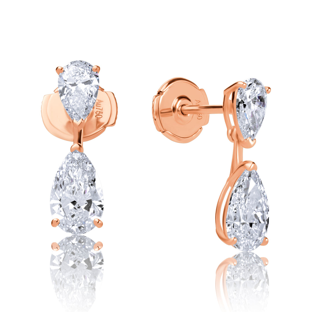 Stud Drop Lab Diamond Earrings Pear