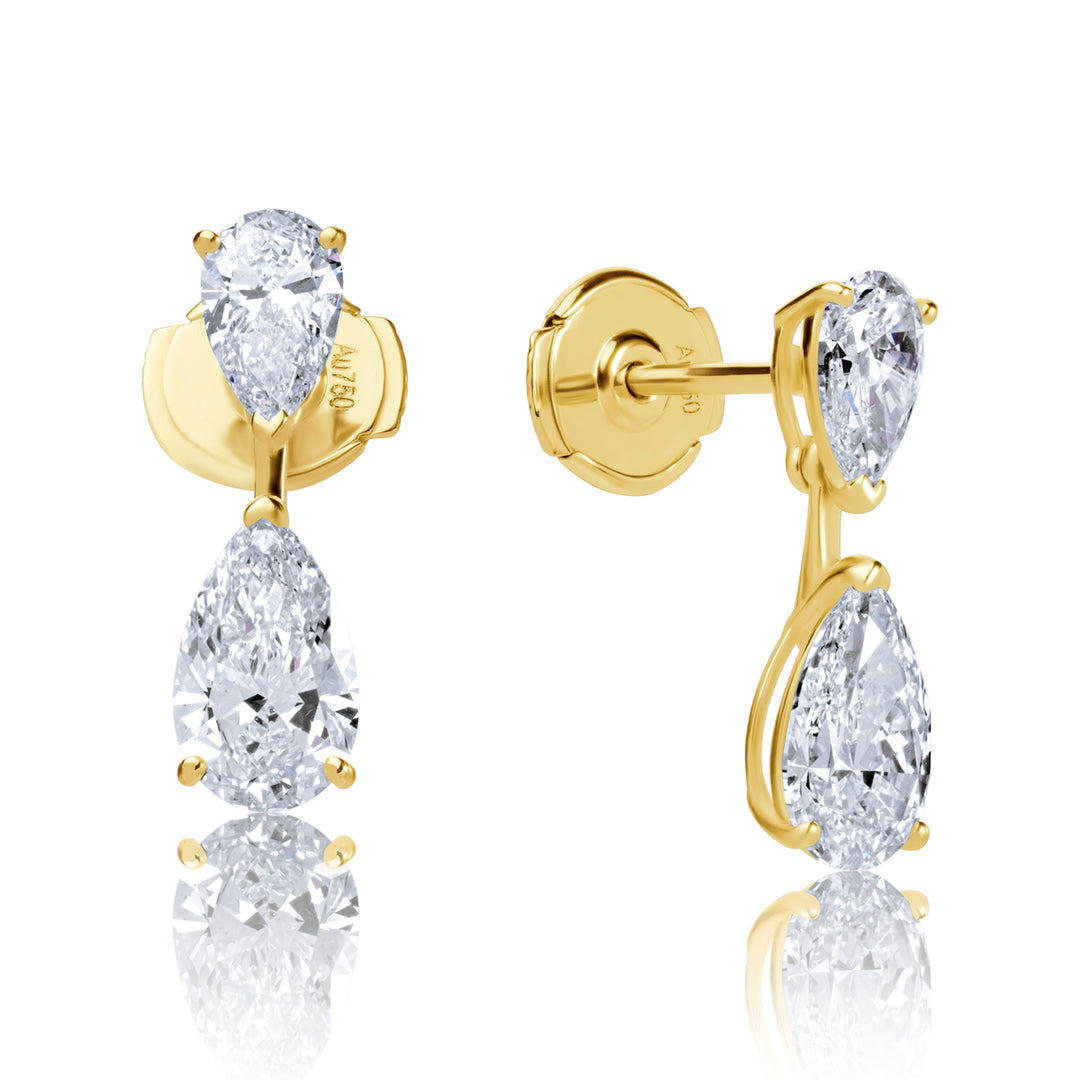 Stud Drop Lab Diamond Earrings Pear