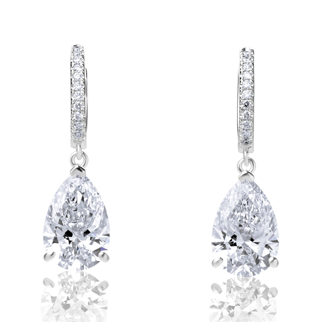 Hoop Drop Lab Diamond Earrings Pear with Round