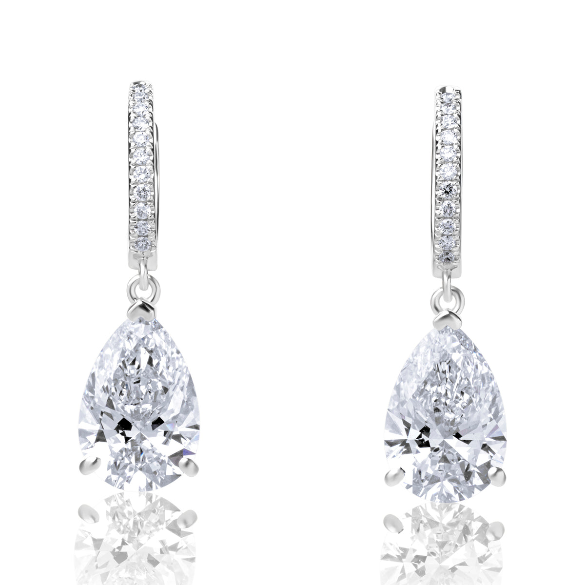 Hoop drop lab diamond earrings pear with round