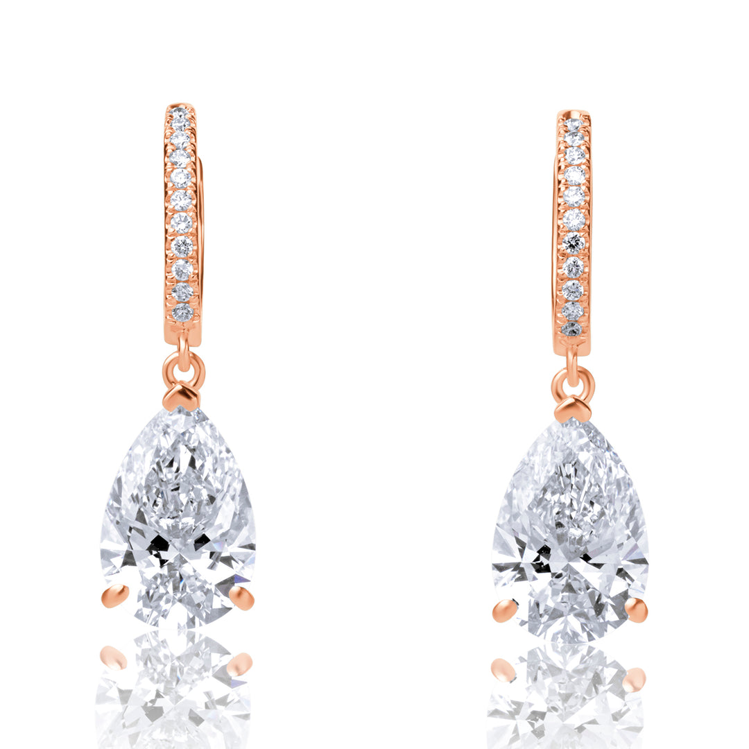 Hoop Drop Lab Diamond Earrings Pear with Round