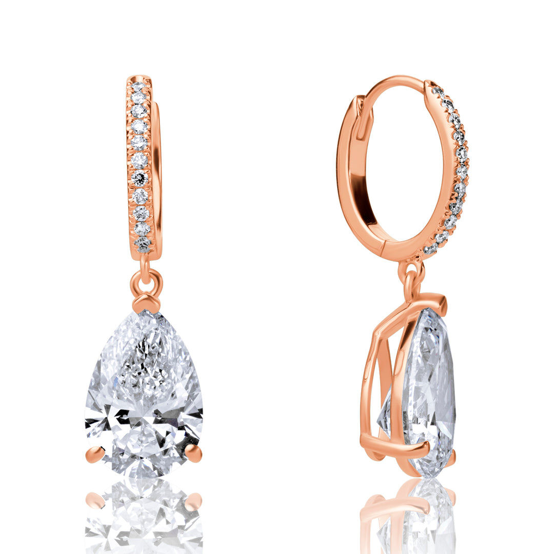 Hoop Drop Lab Diamond Earrings Pear with Round