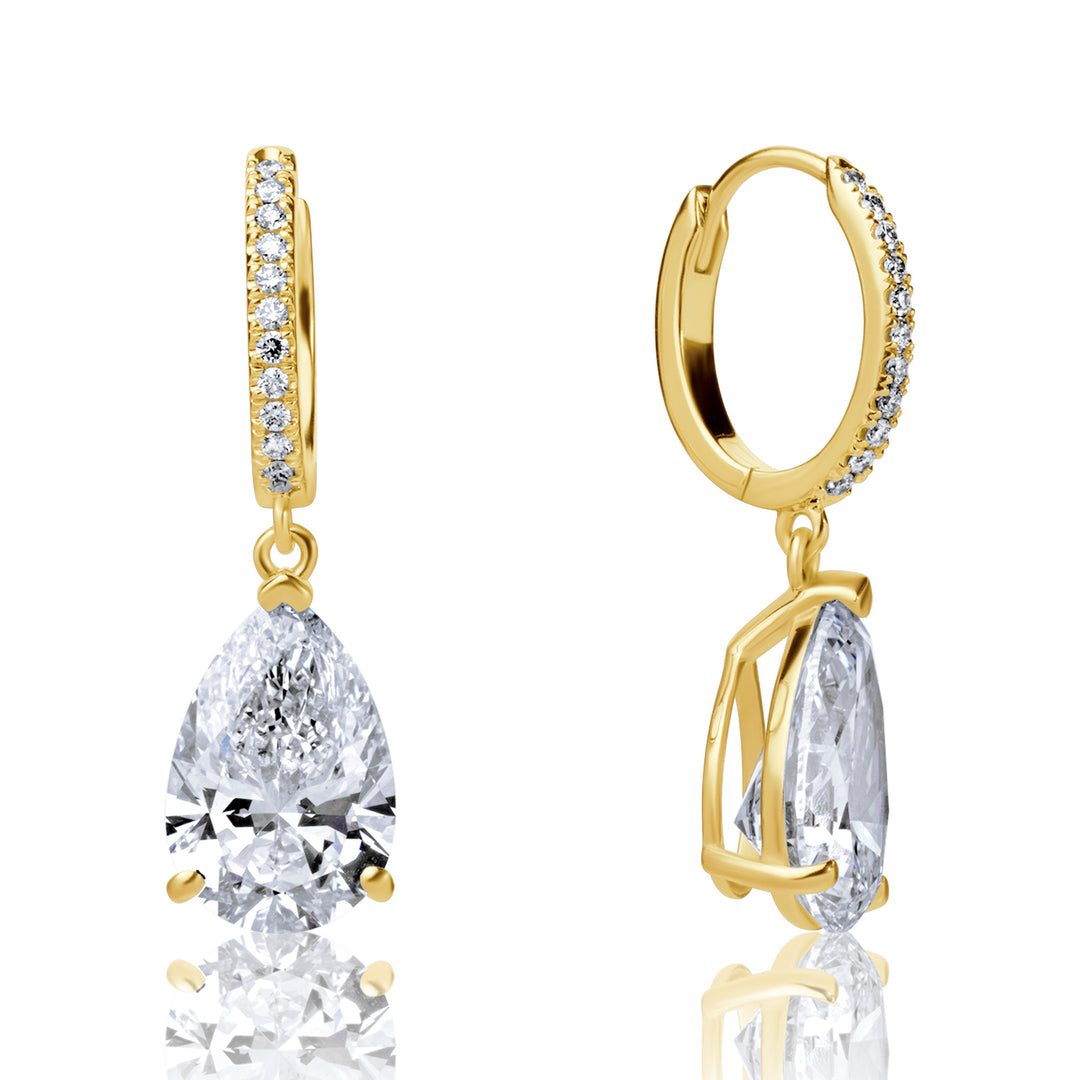 Hoop Drop Lab Diamond Earrings Pear with Round
