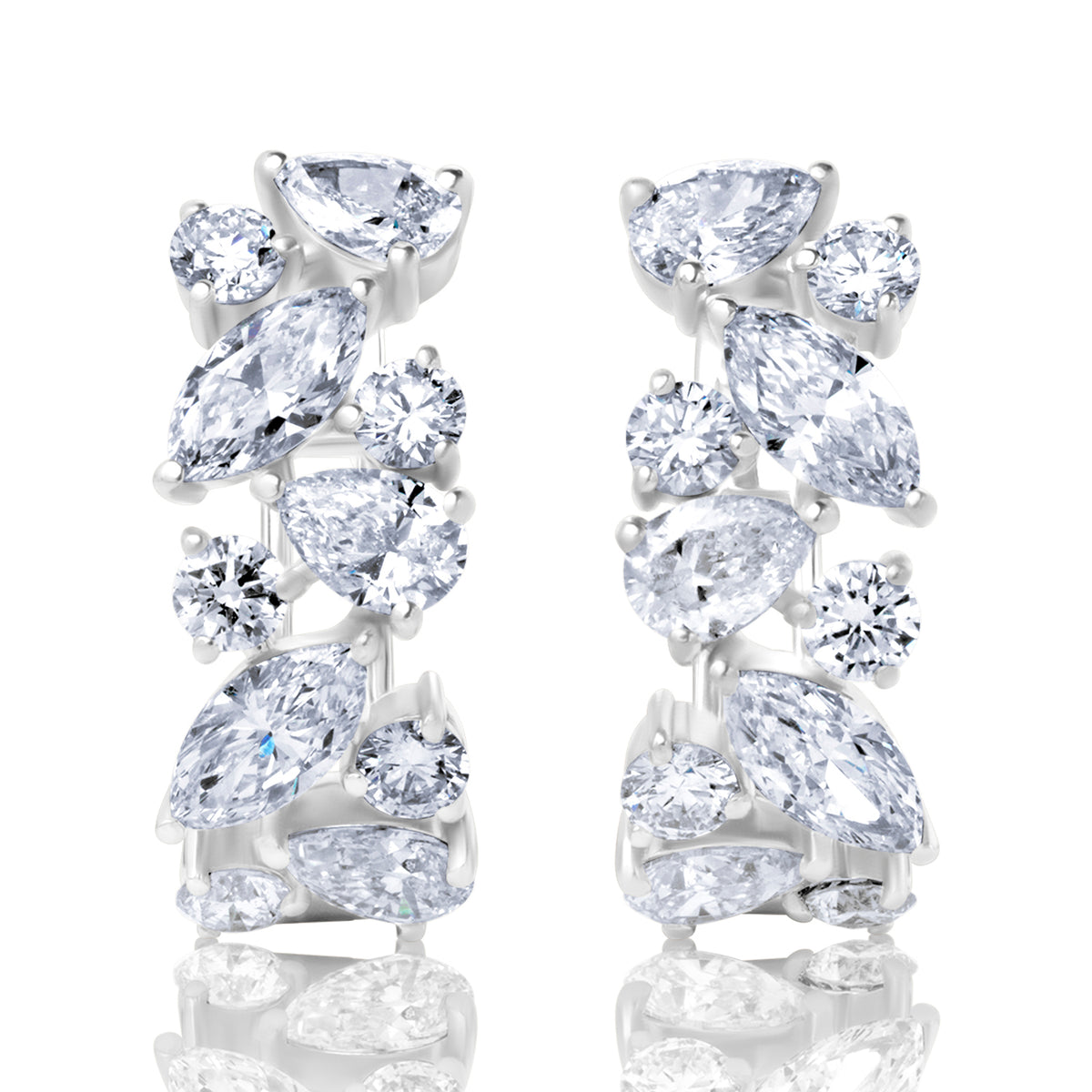 Leverback lab diamond earrings multi shape
