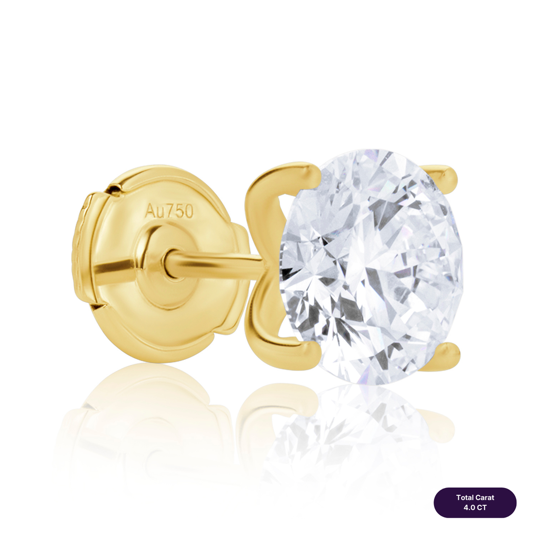 Solitaire Stud Lab Diamond Earrings Round