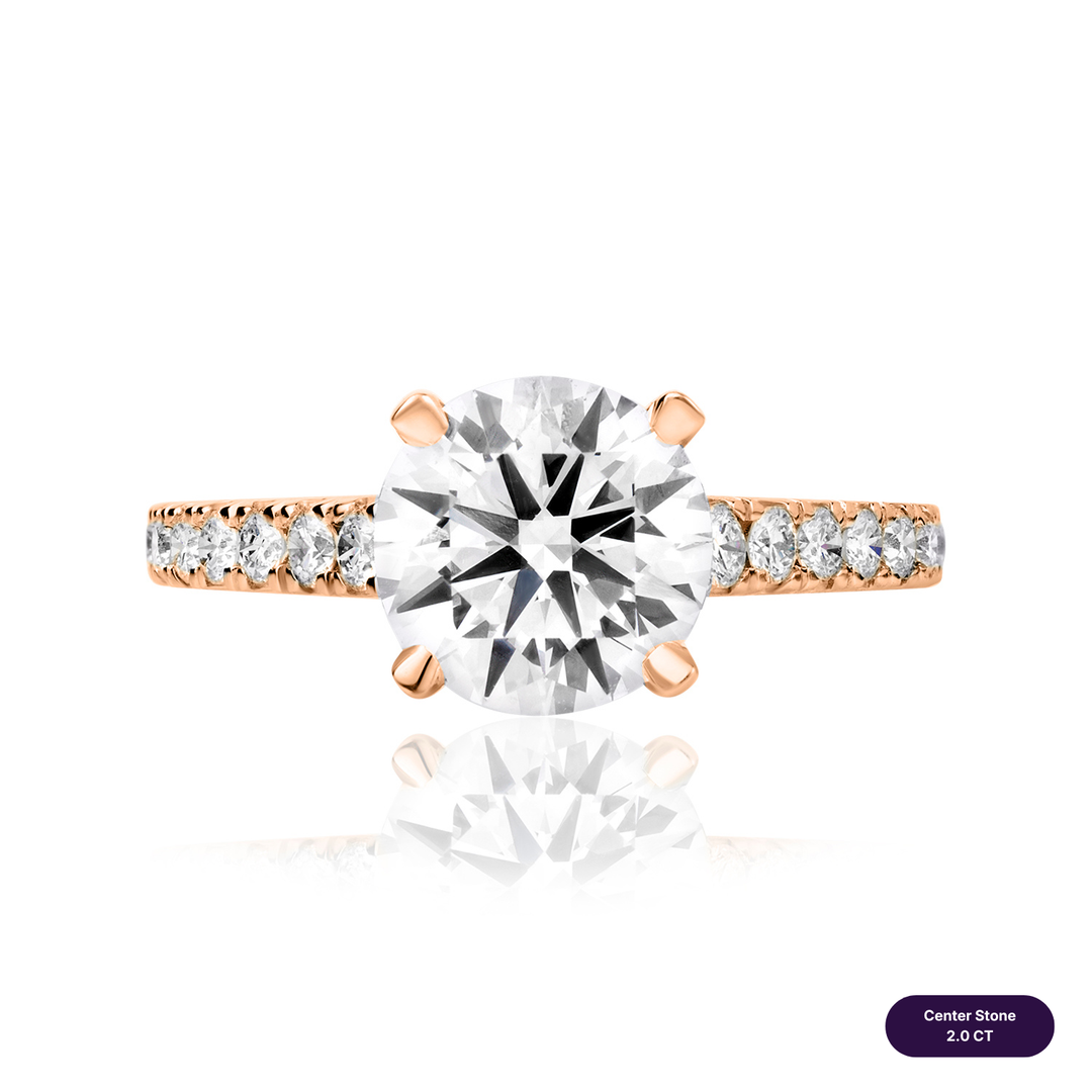 Solitaire Pave Lab Diamond Ring Round