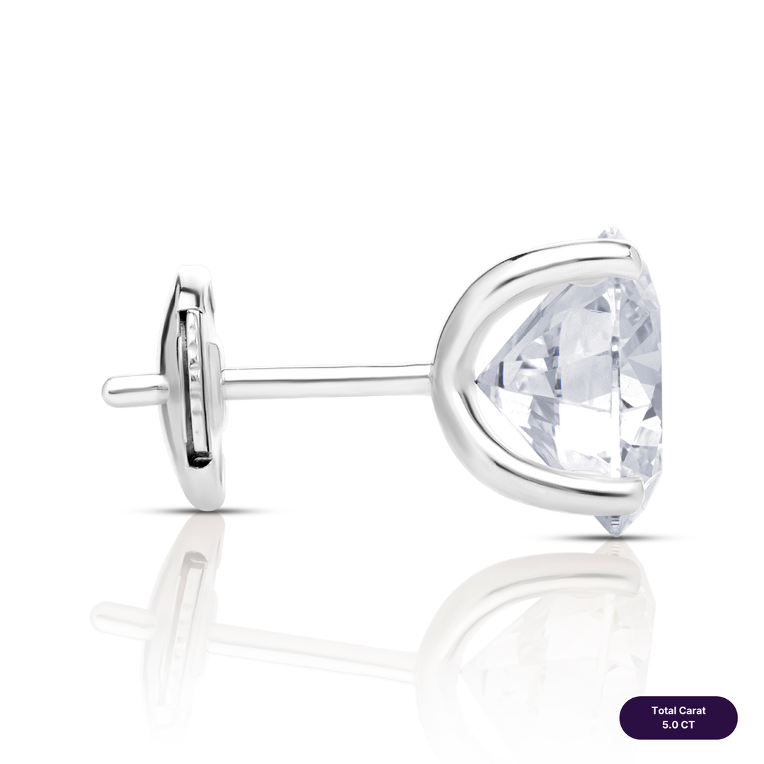 Solitaire Stud Lab Diamond Earrings Round