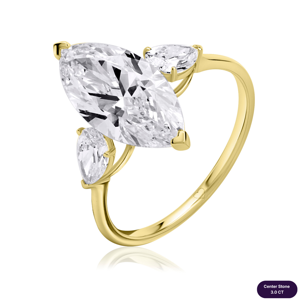Three-Stones Lab Diamond Ring Marquise