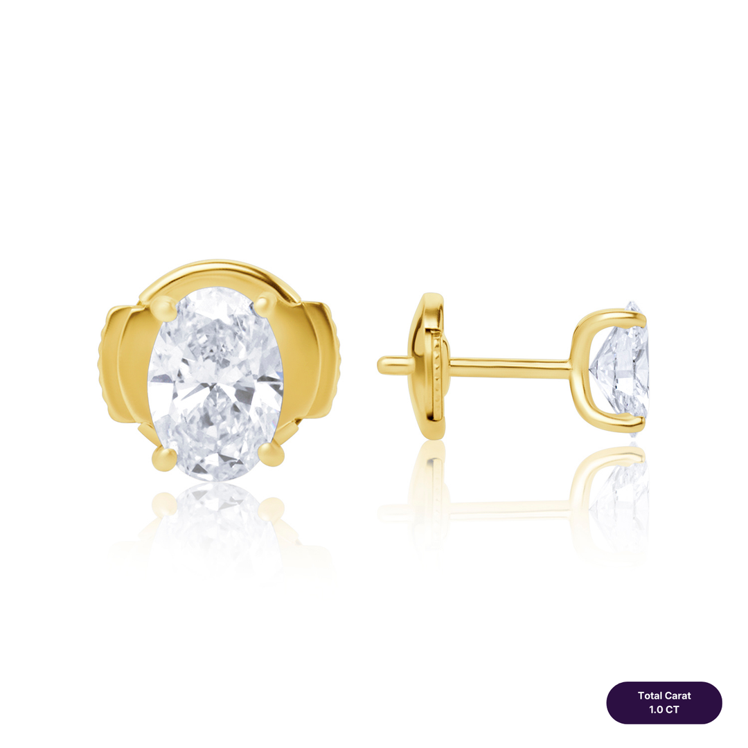 Solitaire Stud Lab Diamond Earrings Oval