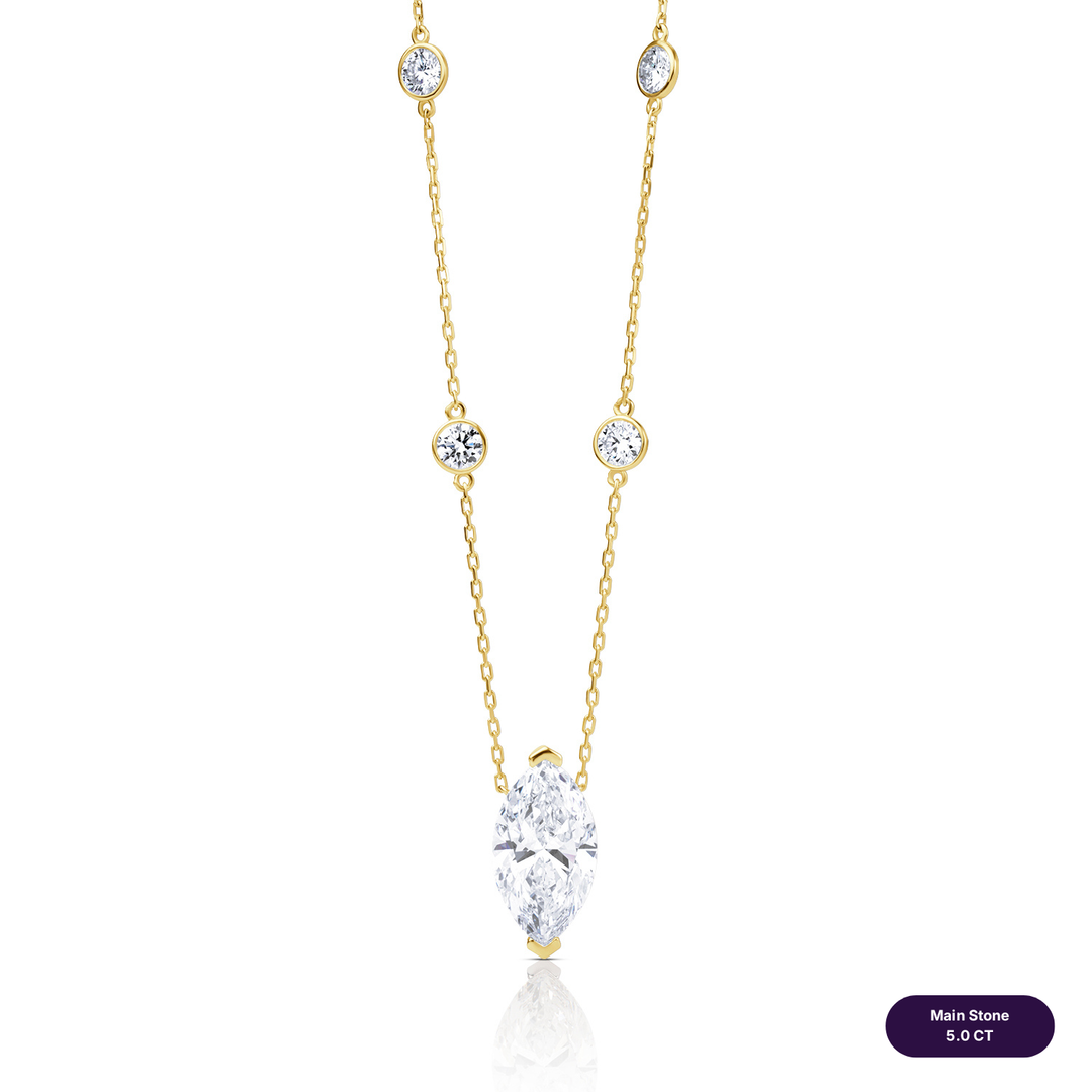 Solitaire Lab Diamond Necklace Marquise with Round