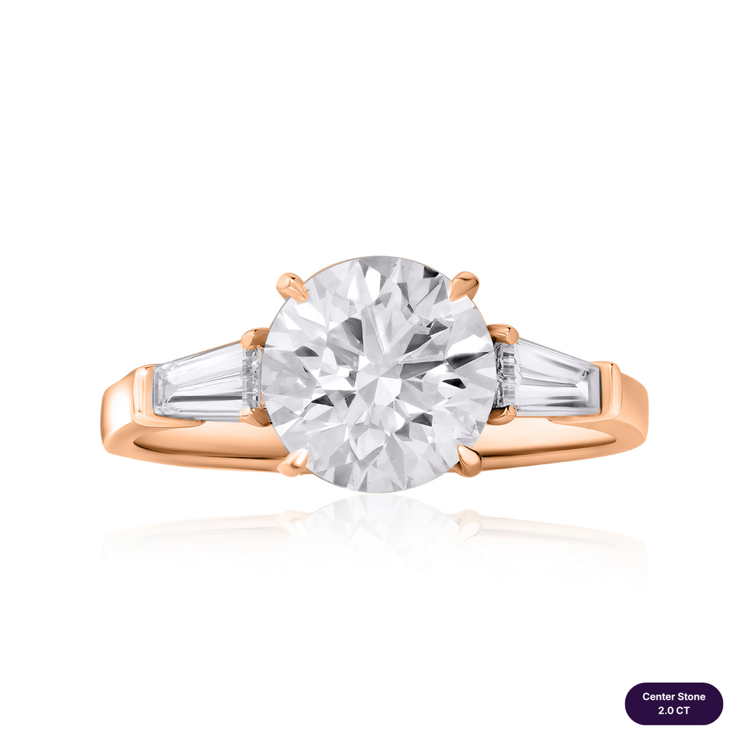 Three-Stones Lab Diamond Ring Round with Tapered