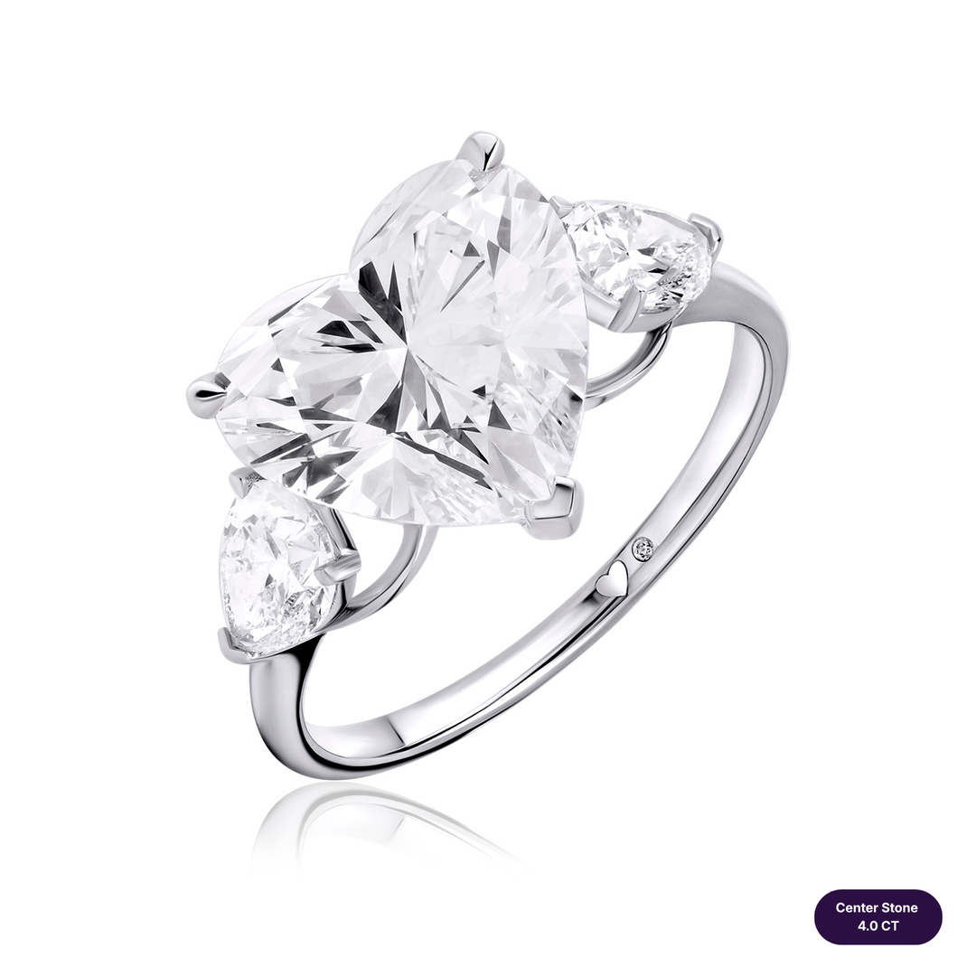 Three-Stones Lab Diamond Ring Heart