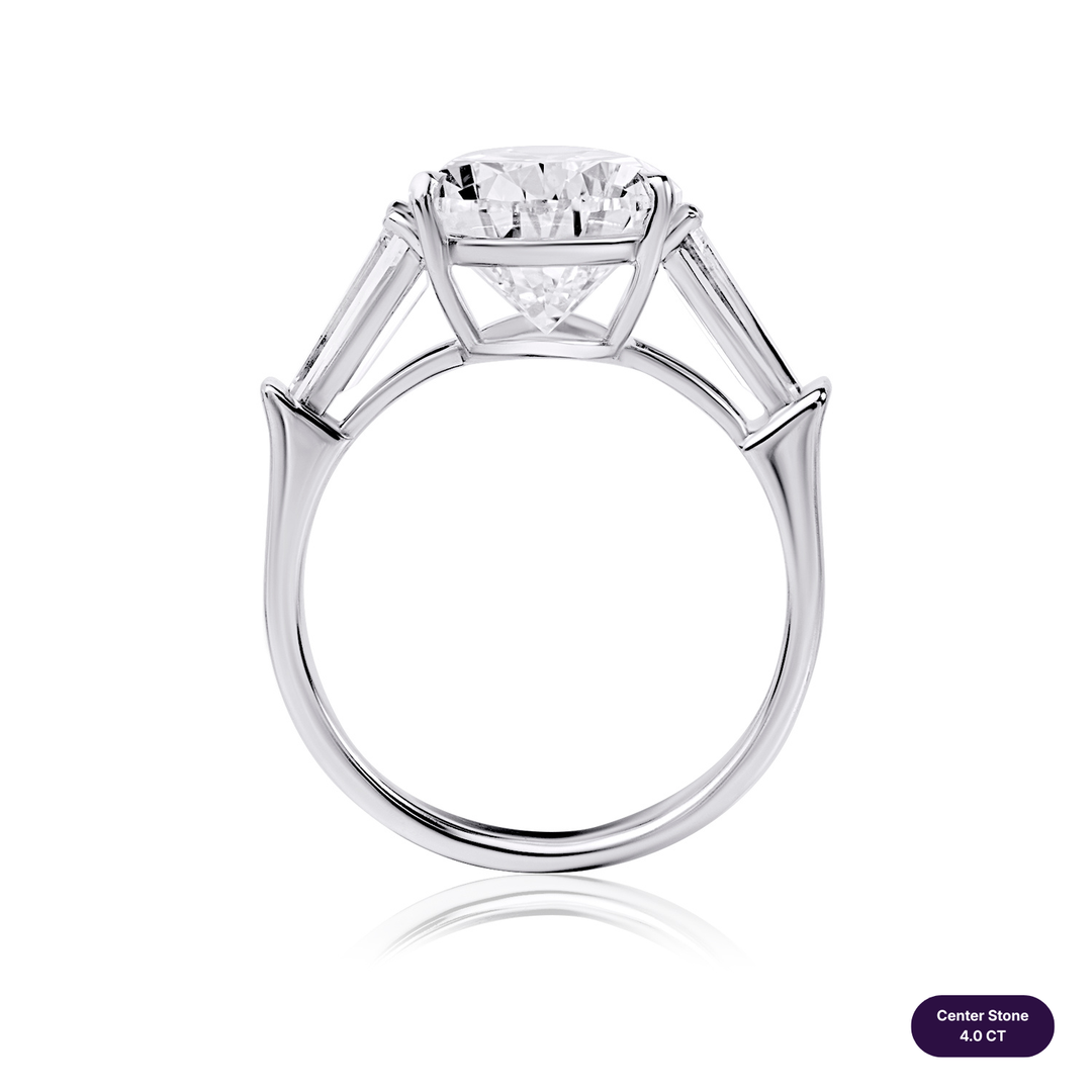 Three-Stones Lab Diamond Ring Pear with Tapered