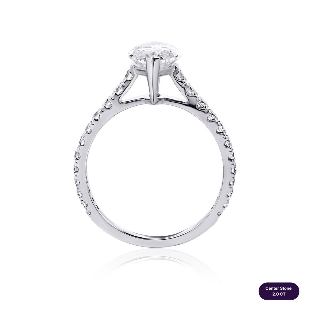 Solitaire Pave Lab Diamond Ring Marquise