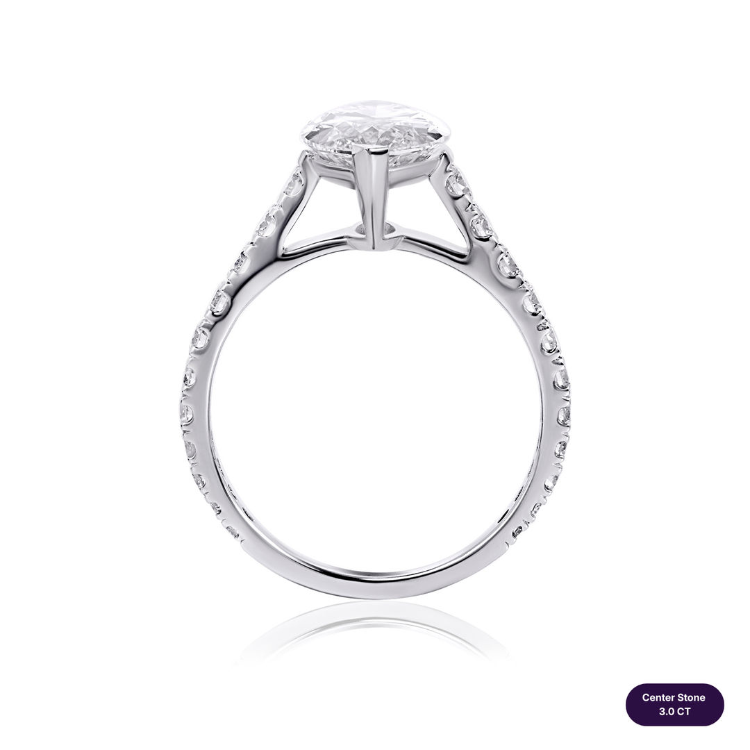 Solitaire Pave Lab Diamond Ring Marquise