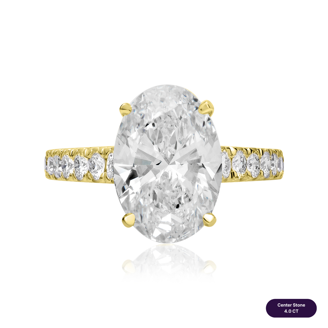 Solitaire Pave Lab Diamond Ring Oval