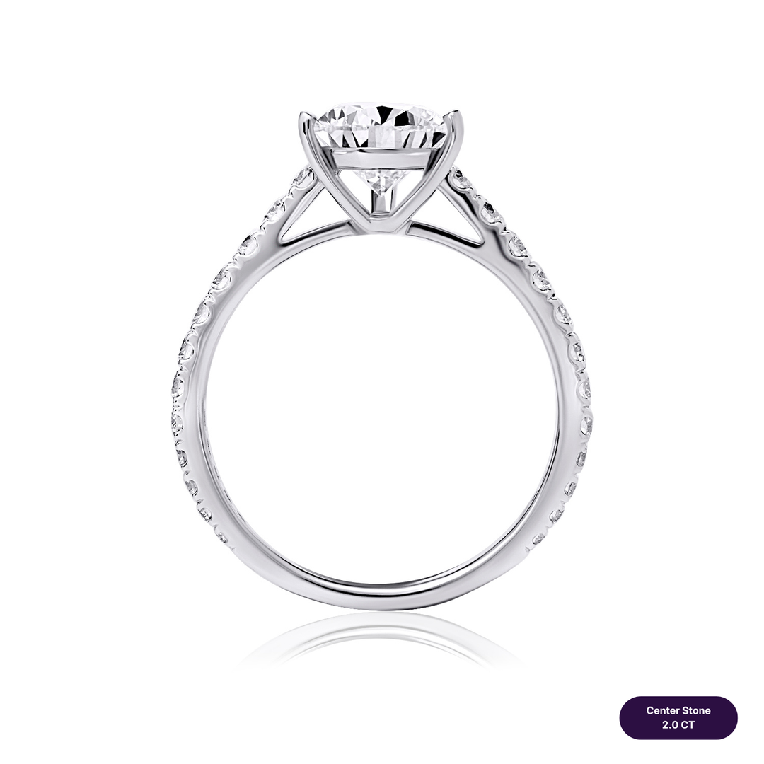 Solitaire Pave Lab Diamond Ring Pear